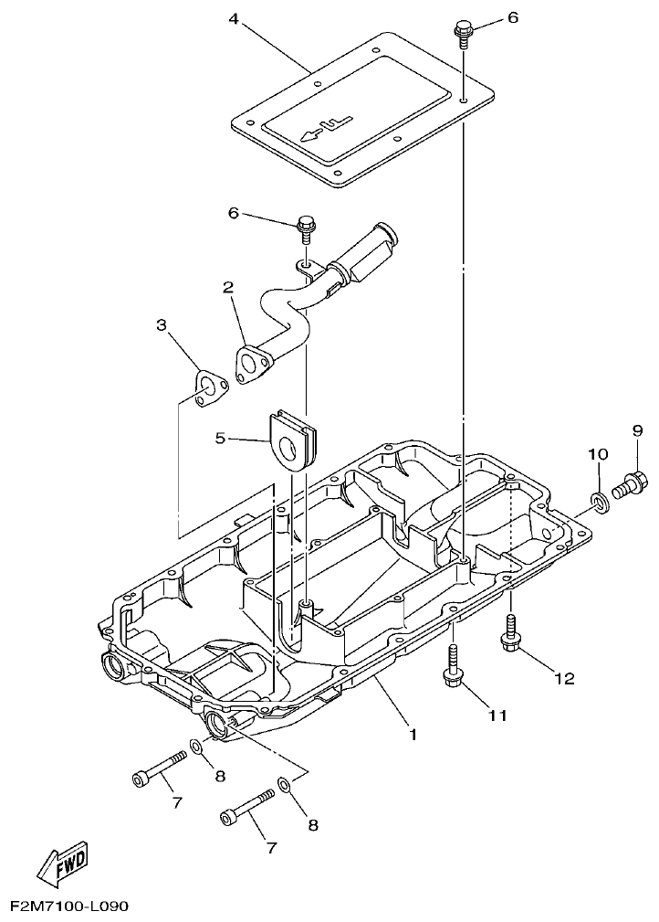 Yamaha F2ML OIL PAN parts diagram